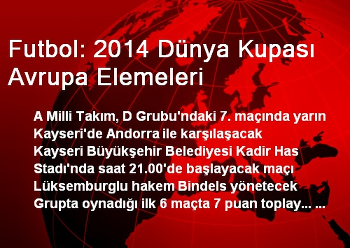 Futbol: 2014 Dünya Kupası Avrupa Elemeleri