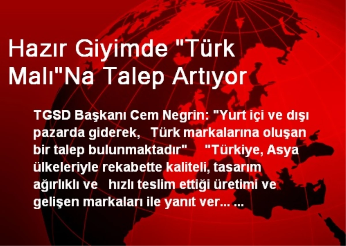 Hazır Giyimde "Türk Malı"Na Talep Artıyor