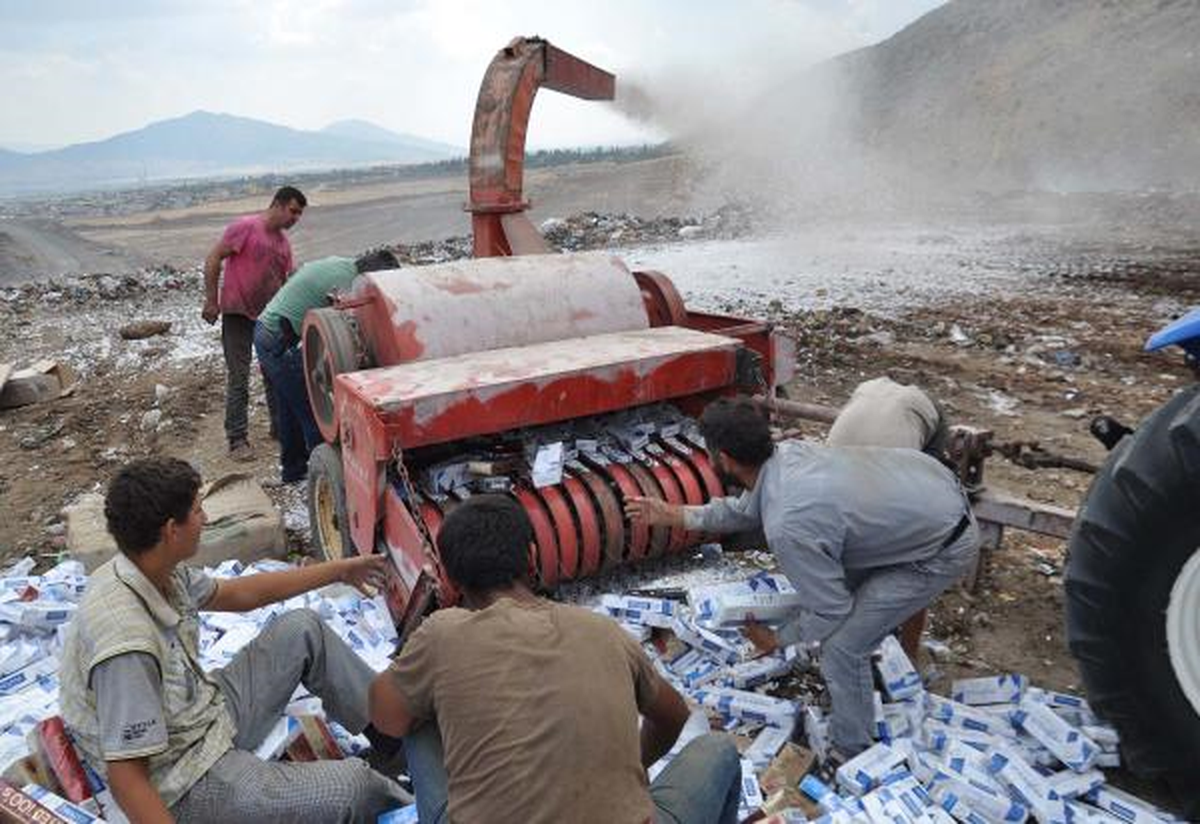 İslahiye\'de 153 Bin Paket Kaçak Sigara İmha Edildi