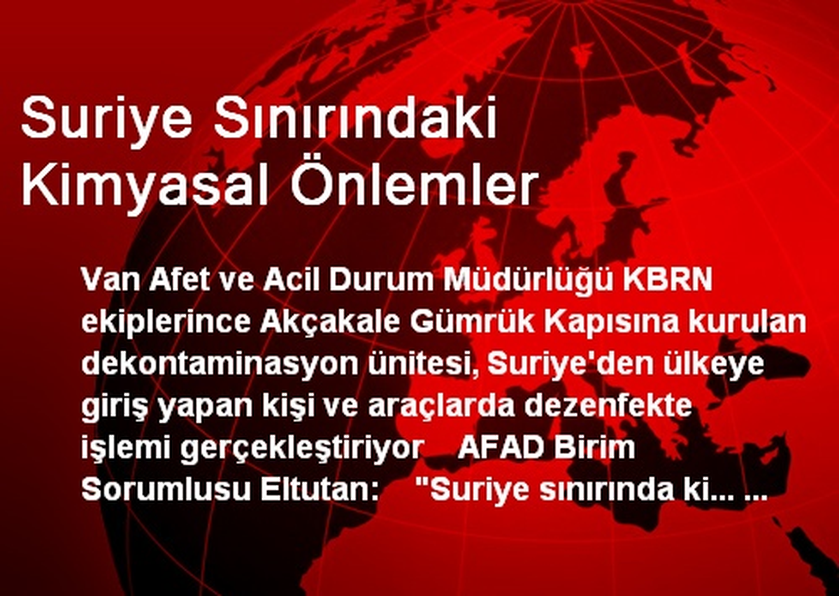 Suriye Sınırındaki Kimyasal Önlemler