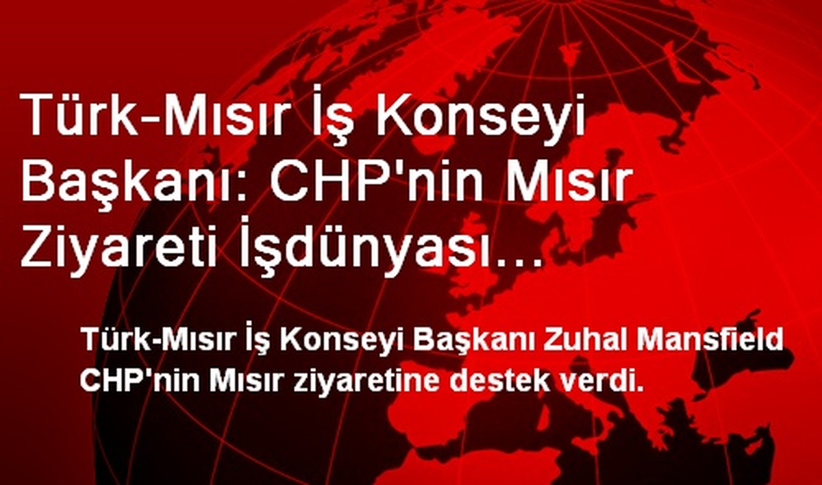 Türk-Mısır İş Konseyi Başkanı: CHP\'nin Mısır Ziyareti İşdünyası Açısından Yerinde ve Olumlu