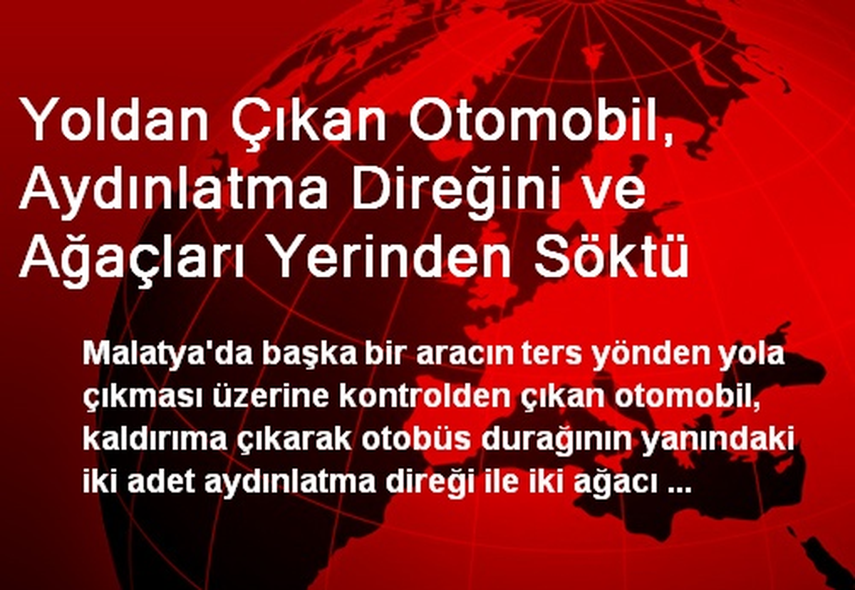 Yoldan Çıkan Otomobil, Aydınlatma Direğini ve Ağaçları Yerinden Söktü