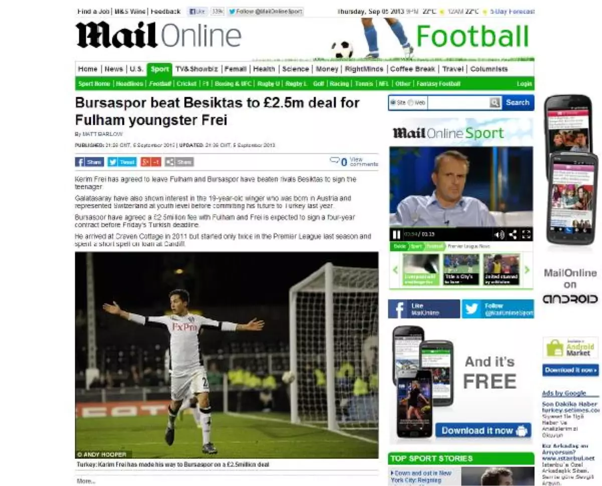 Daily Mail: Frei Bursaspor ile Anlaştı