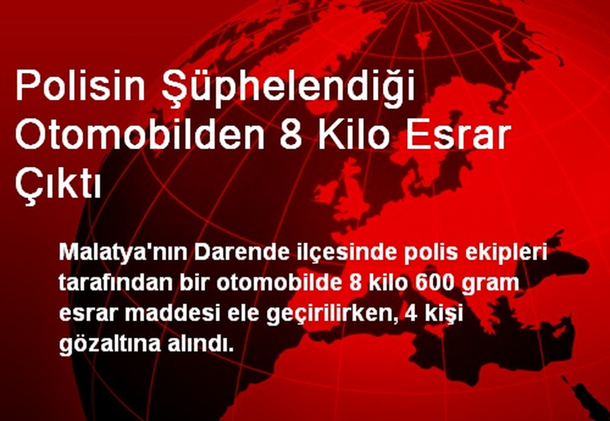 Polisin Şüphelendiği Otomobilden 8 Kilo Esrar Çıktı