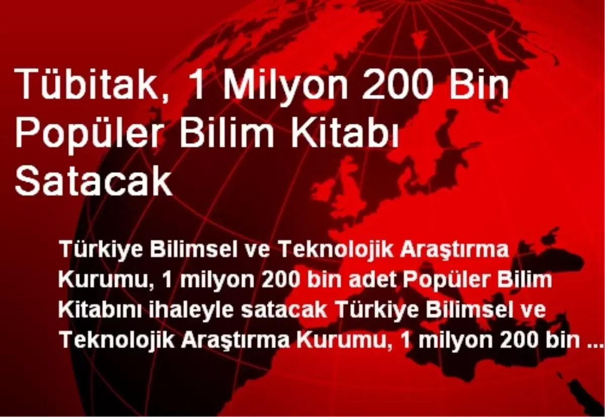 Tübitak, 1 Milyon 200 Bin Popüler Bilim Kitabı Satacak