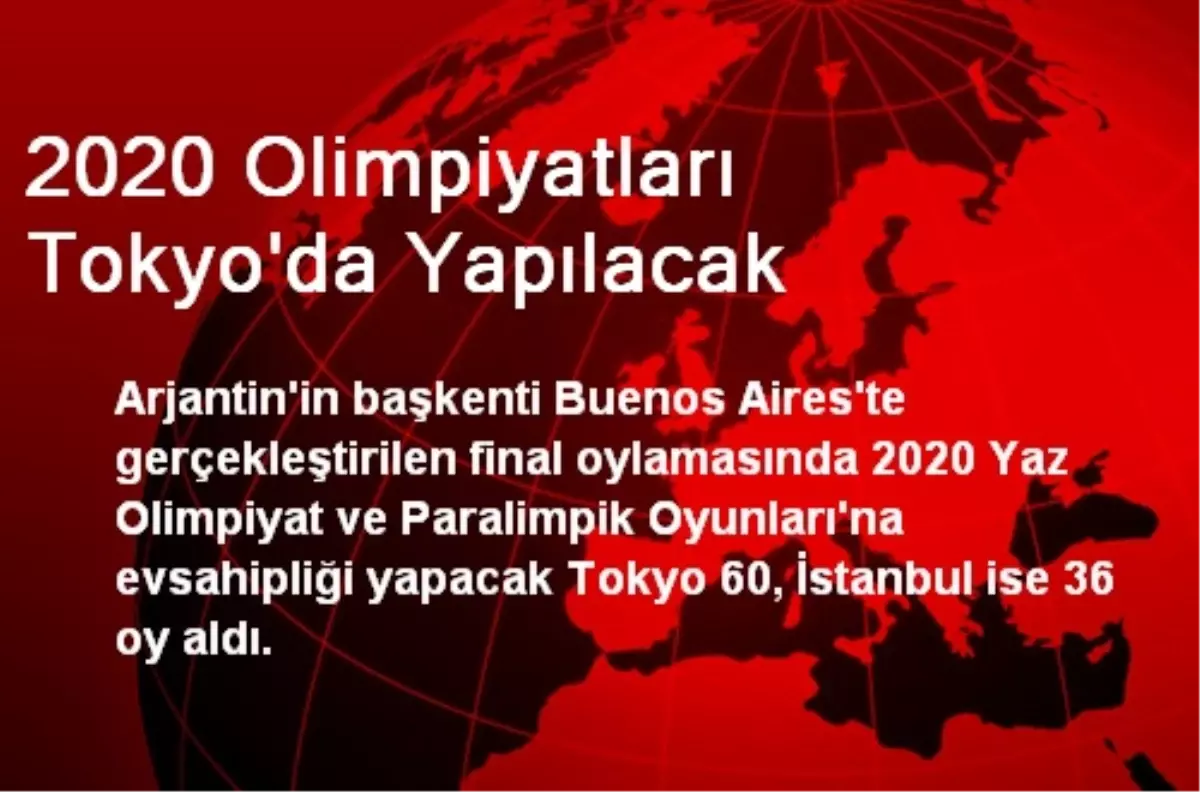 2020 Olimpiyatları Tokyo\'da Yapılacak