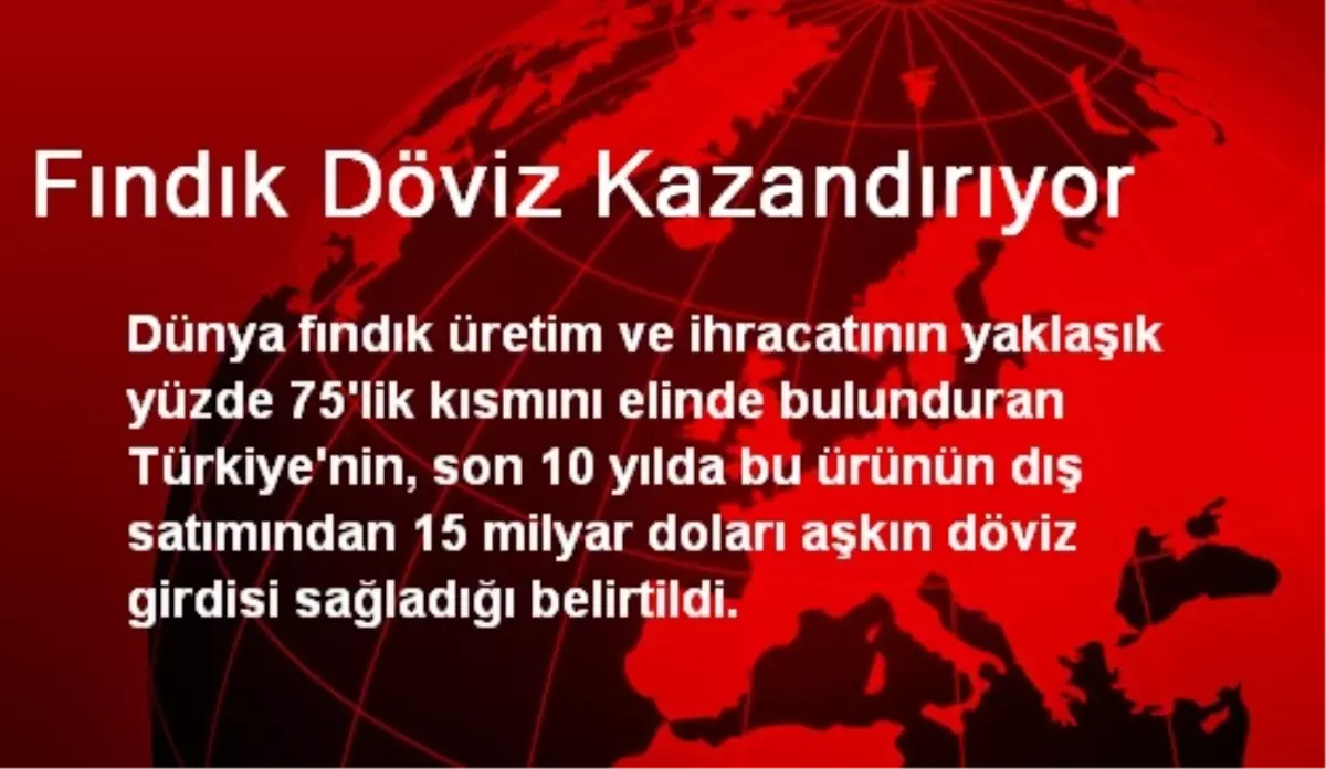 Fındık, 10 Senede 15 Milyar Dolar Döviz Getirdi