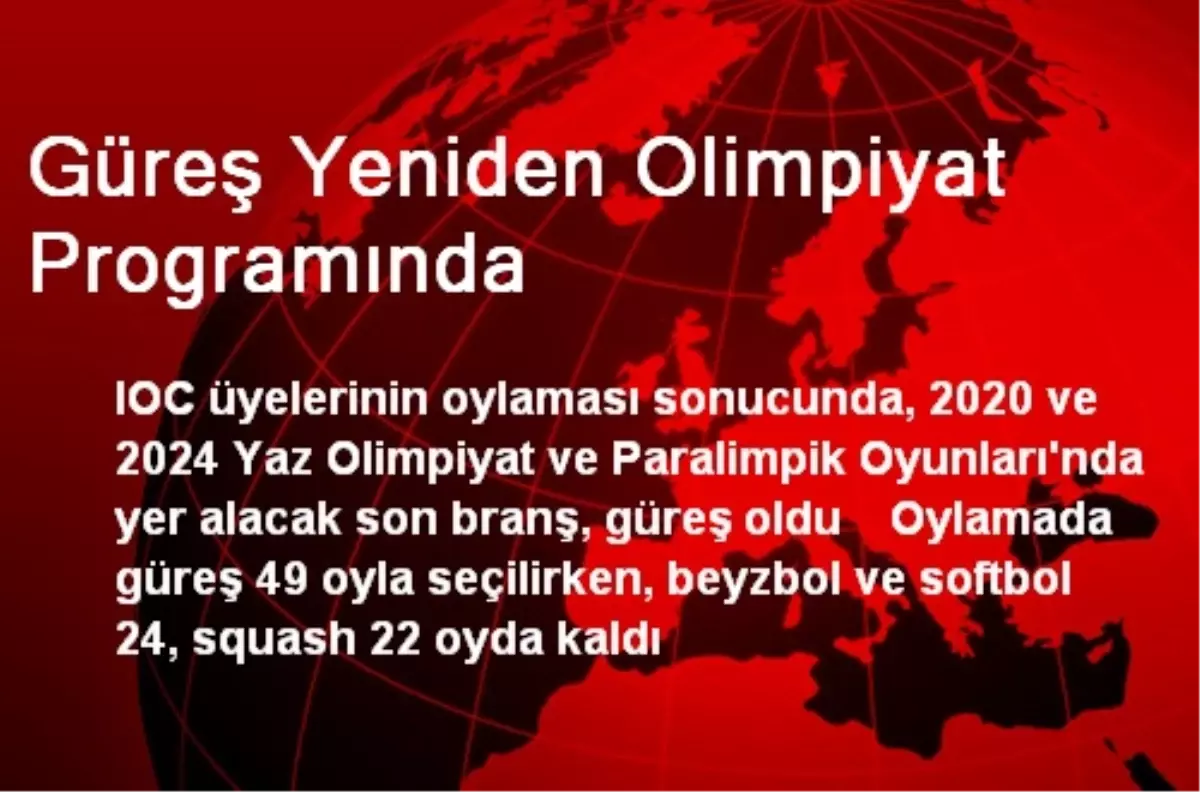 Güreş Yeniden Olimpiyat Programında