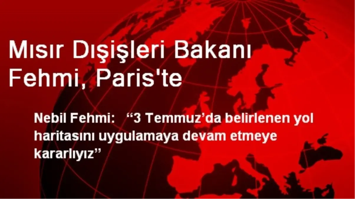 Mısır Dışişleri Bakanı Fehmi, Paris\'te