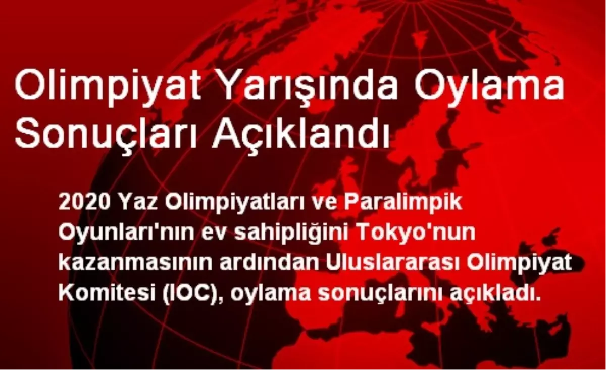 Olimpiyat Yarışında Oylama Sonuçları Açıklandı