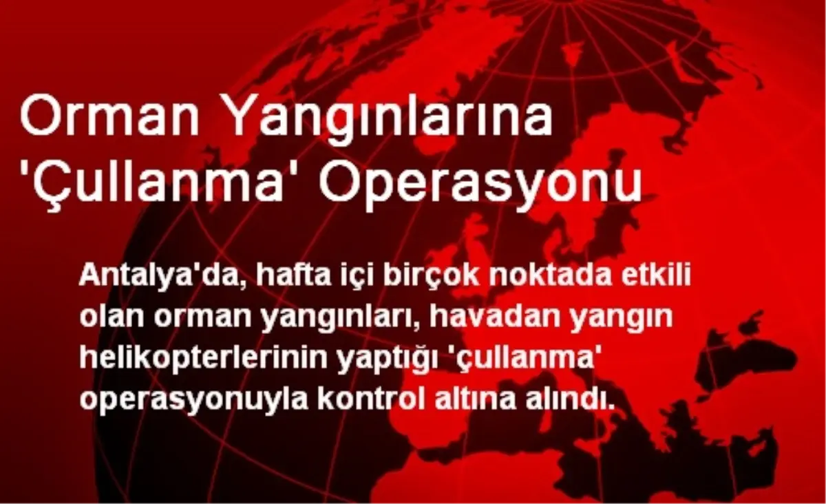 Orman Yangınlarına \'Çullanma\' Operasyonu