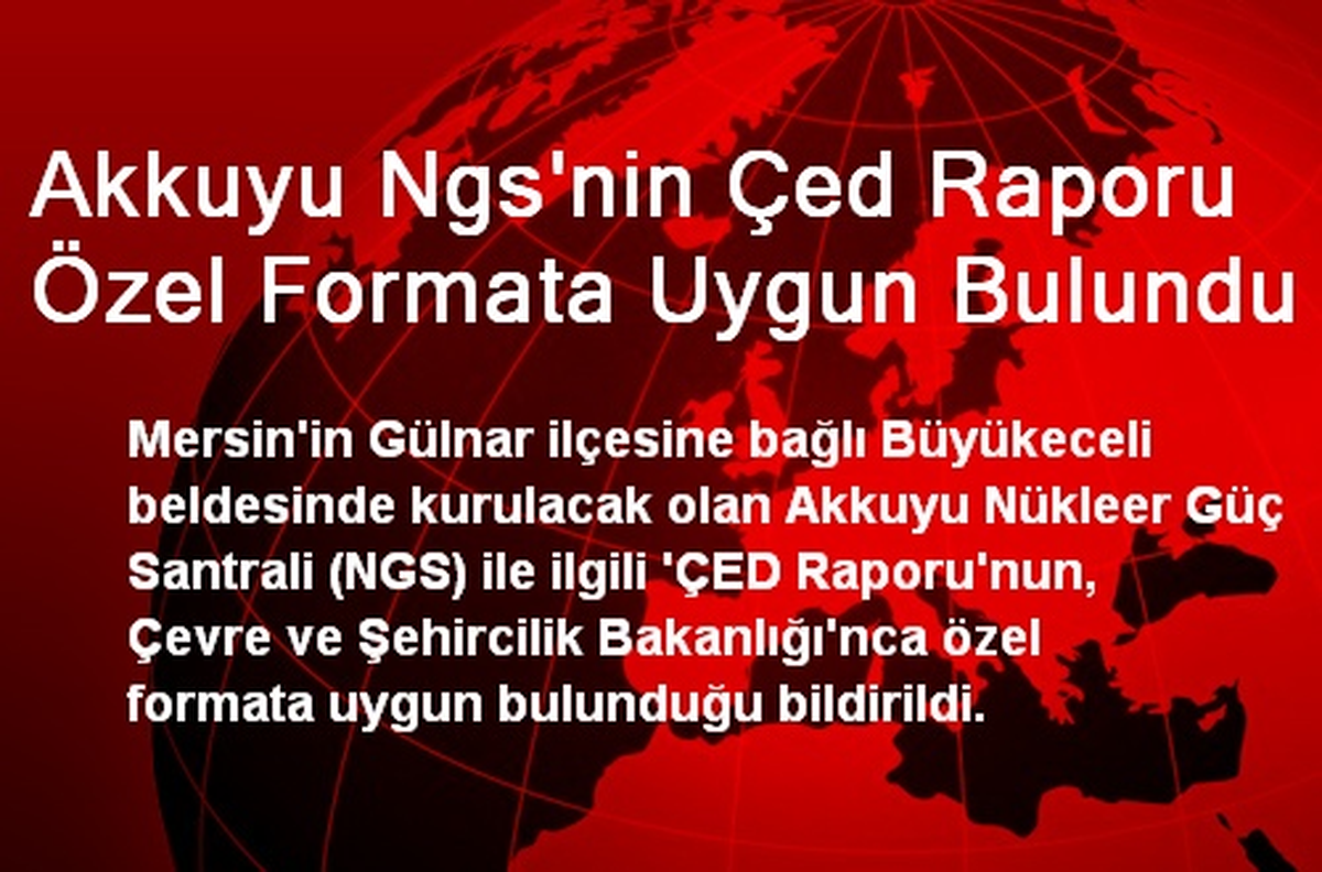 Akkuyu Ngs\'nin Çed Raporu Özel Formata Uygun Bulundu