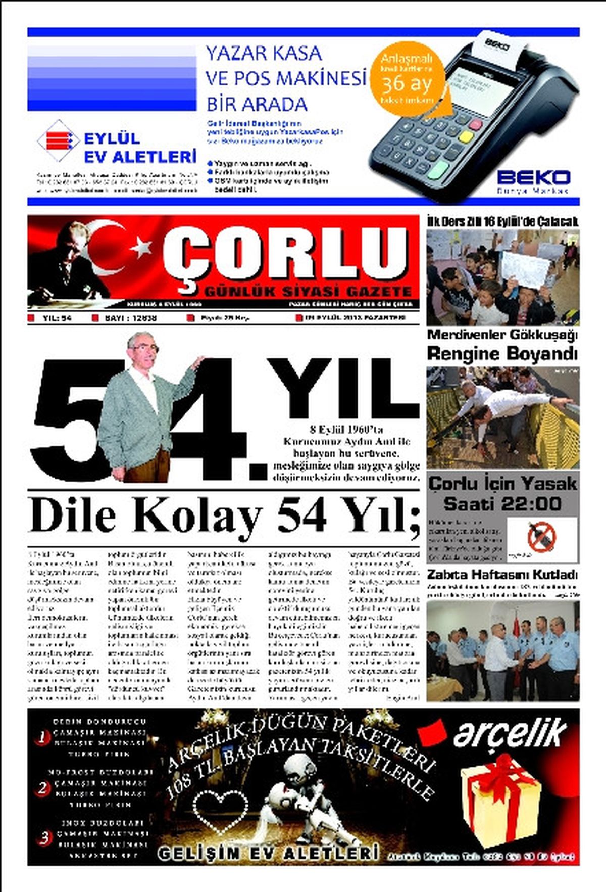 Çorlu Gazetesinin 54. Kuruluş Yıl Dönümü