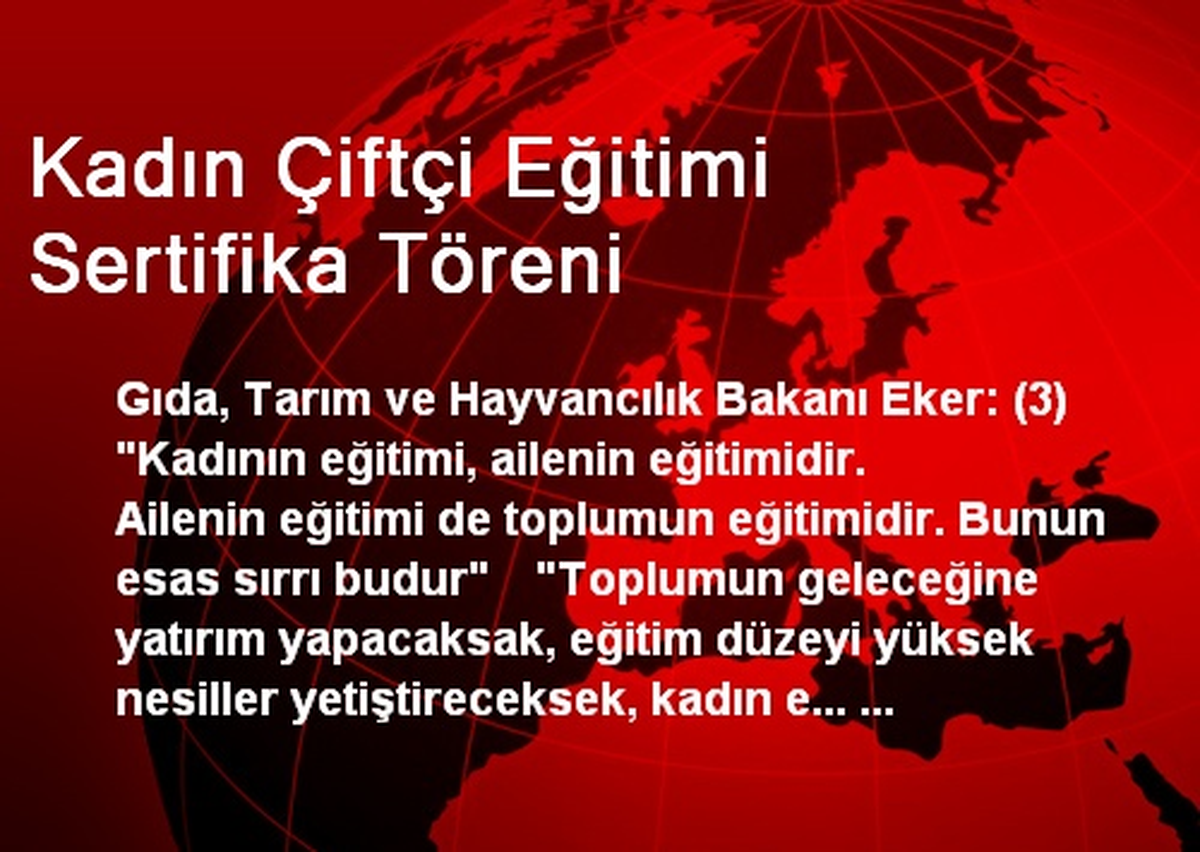 Kadın Çiftçi Eğitimi Sertifika Töreni