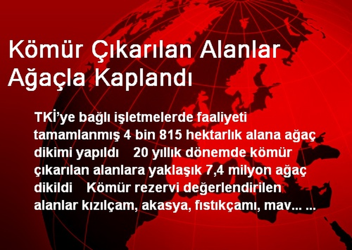 Kömür Çıkarılan Alanlar Ağaçla Kaplandı