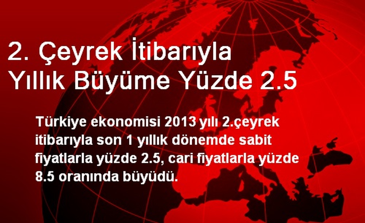 2. Çeyrek İtibarıyla Yıllık Büyüme Yüzde 2.5