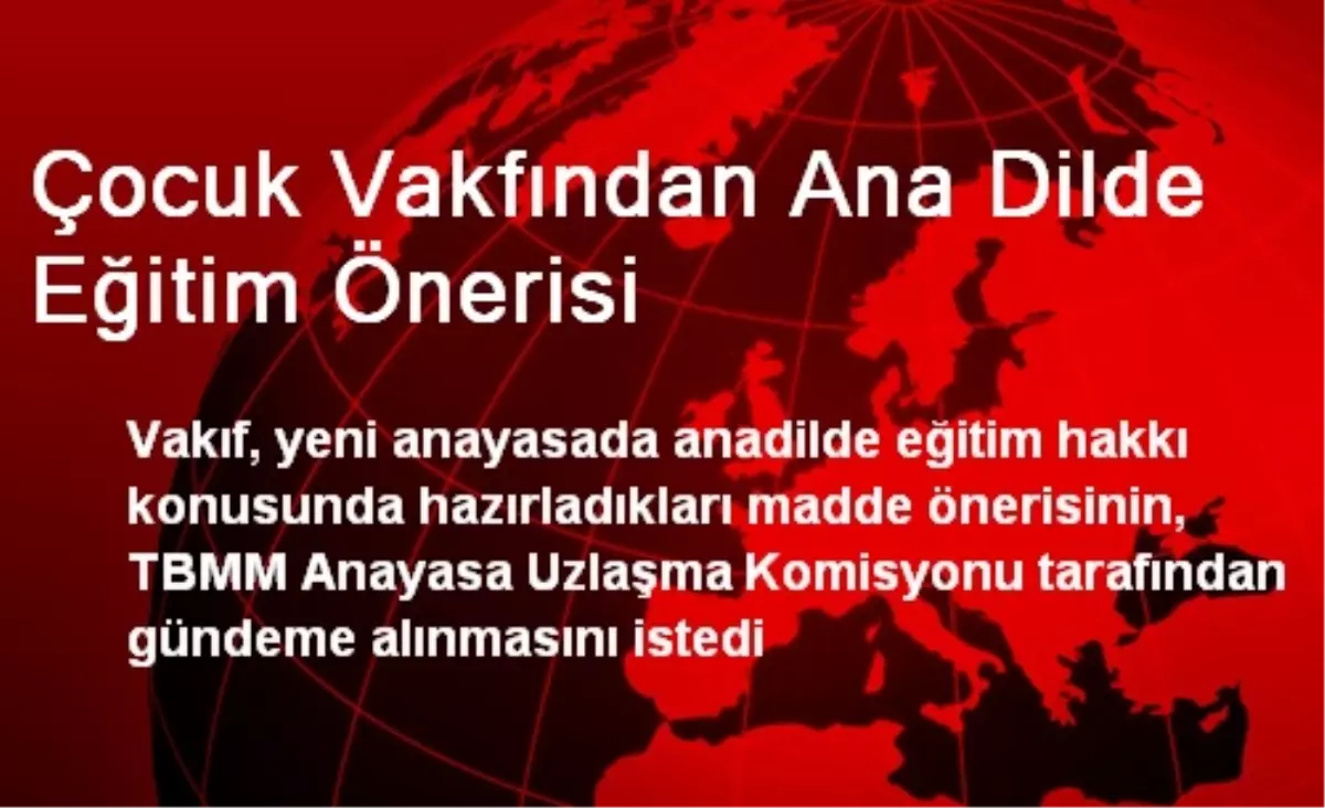 Çocuk Vakfından Ana Dilde Eğitim Önerisi