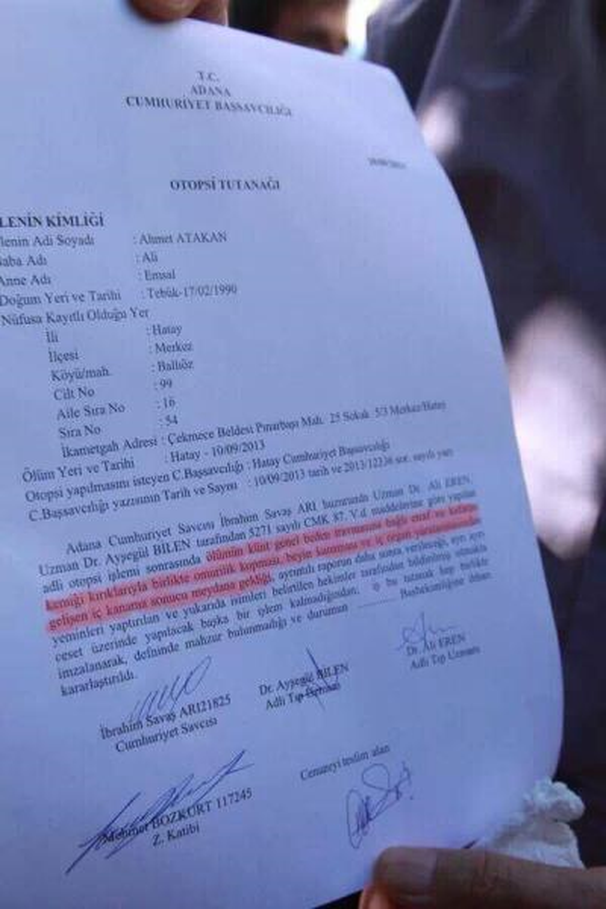 Hatay\'da Ölen Gencin Ölüm Sebebi "Genel Beden Travması"