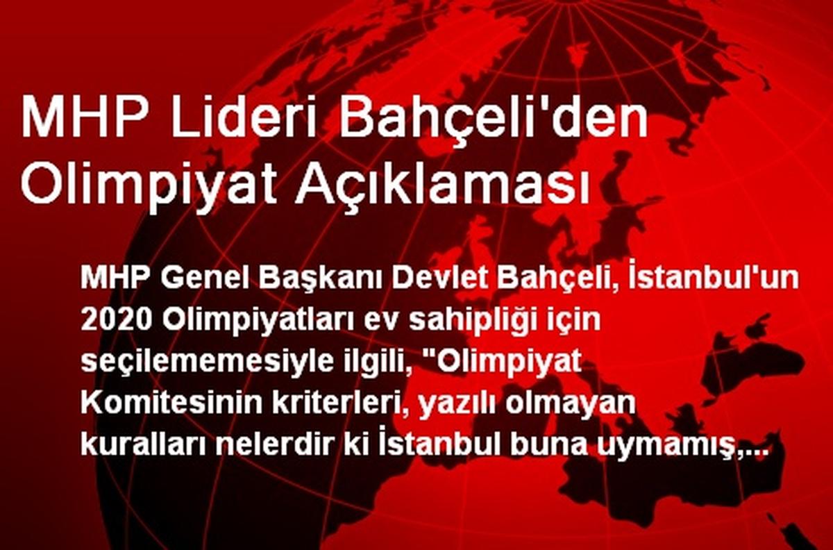 MHP Lideri Bahçeli\'den Olimpiyat Açıklaması 