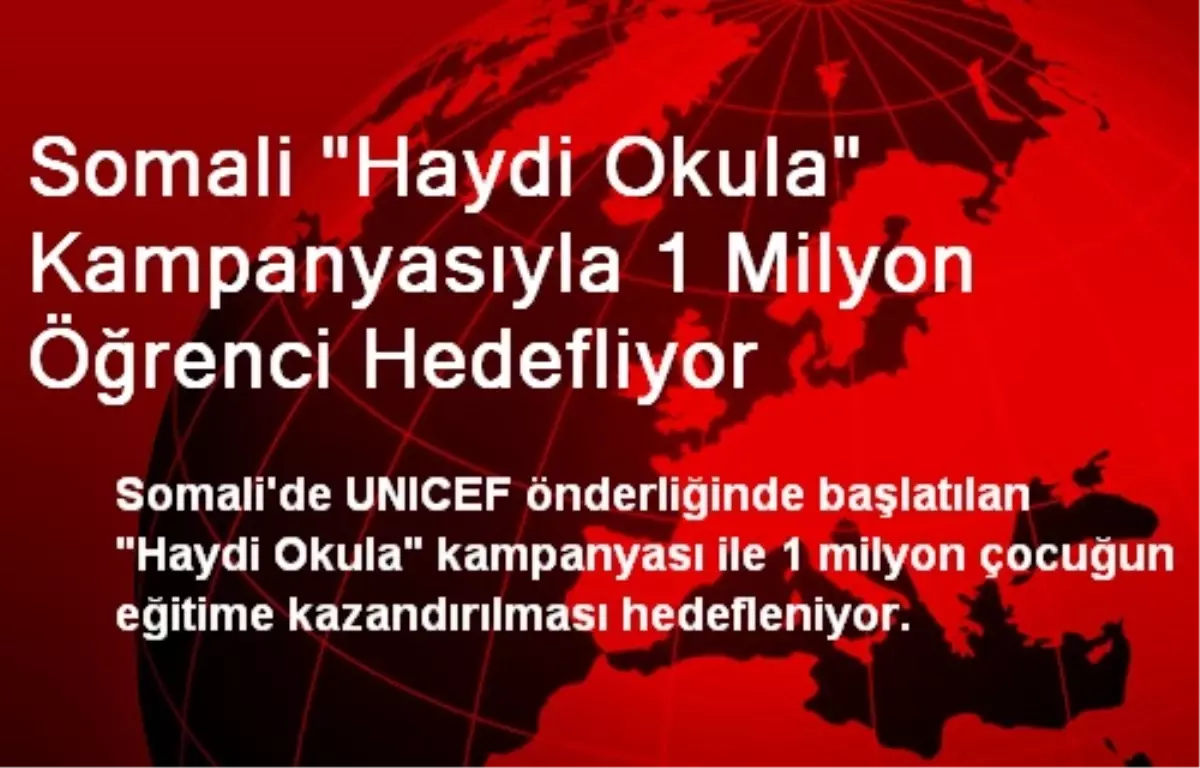 Somali "Haydi Okula" Kampanyasıyla 1 Milyon Öğrenci Hedefliyor