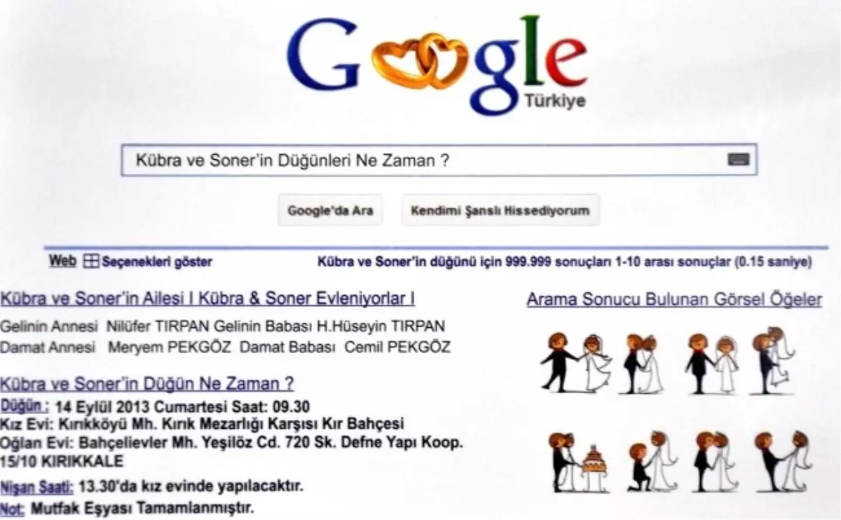 Google Türkiye Ana Sayfasını Düğün Davetiyesi Yaptılar