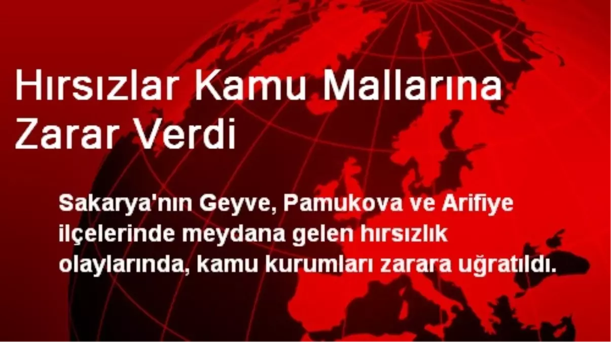 Hırsızlar Kamu Mallarına Zarar Verdi