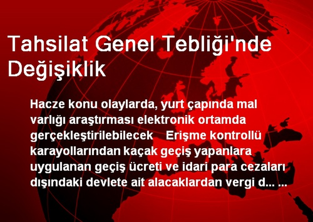 Tahsilat Genel Tebliği\'nde Değişiklik
