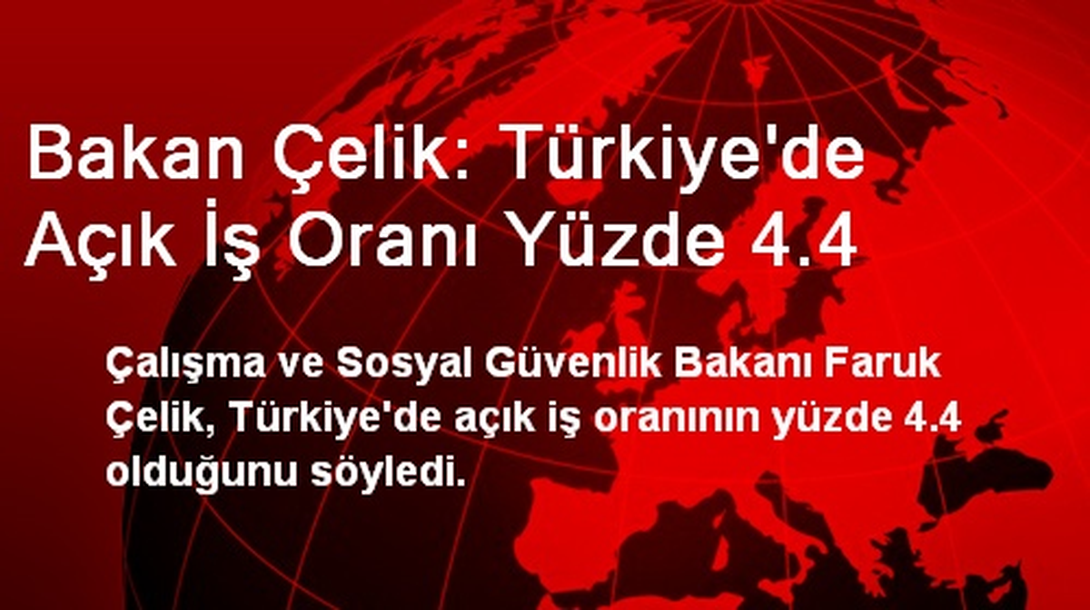 Bakan Çelik: Türkiye\'de Açık İş Oranı Yüzde 4.4