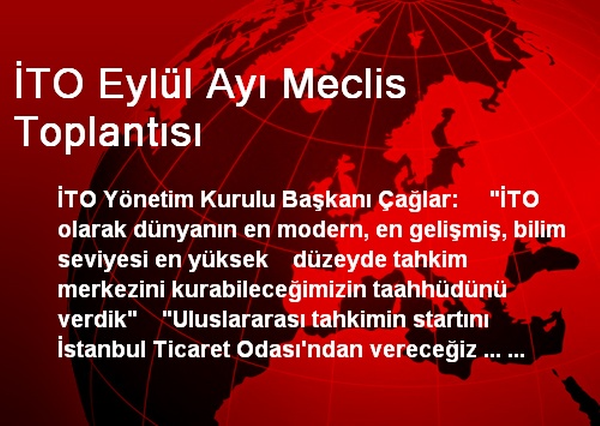 İTO Eylül Ayı Meclis Toplantısı