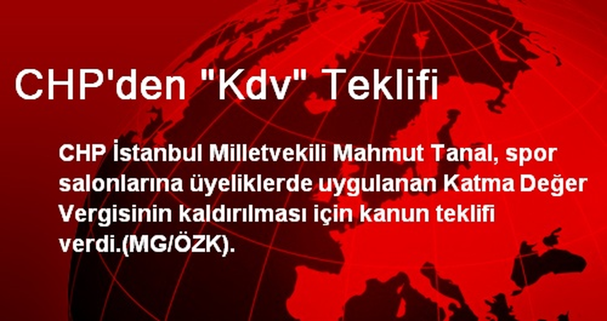 CHP\'den "Kdv" Teklifi