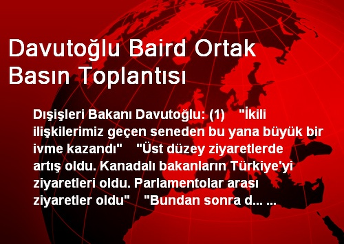 Davutoğlu Baird Ortak Basın Toplantısı