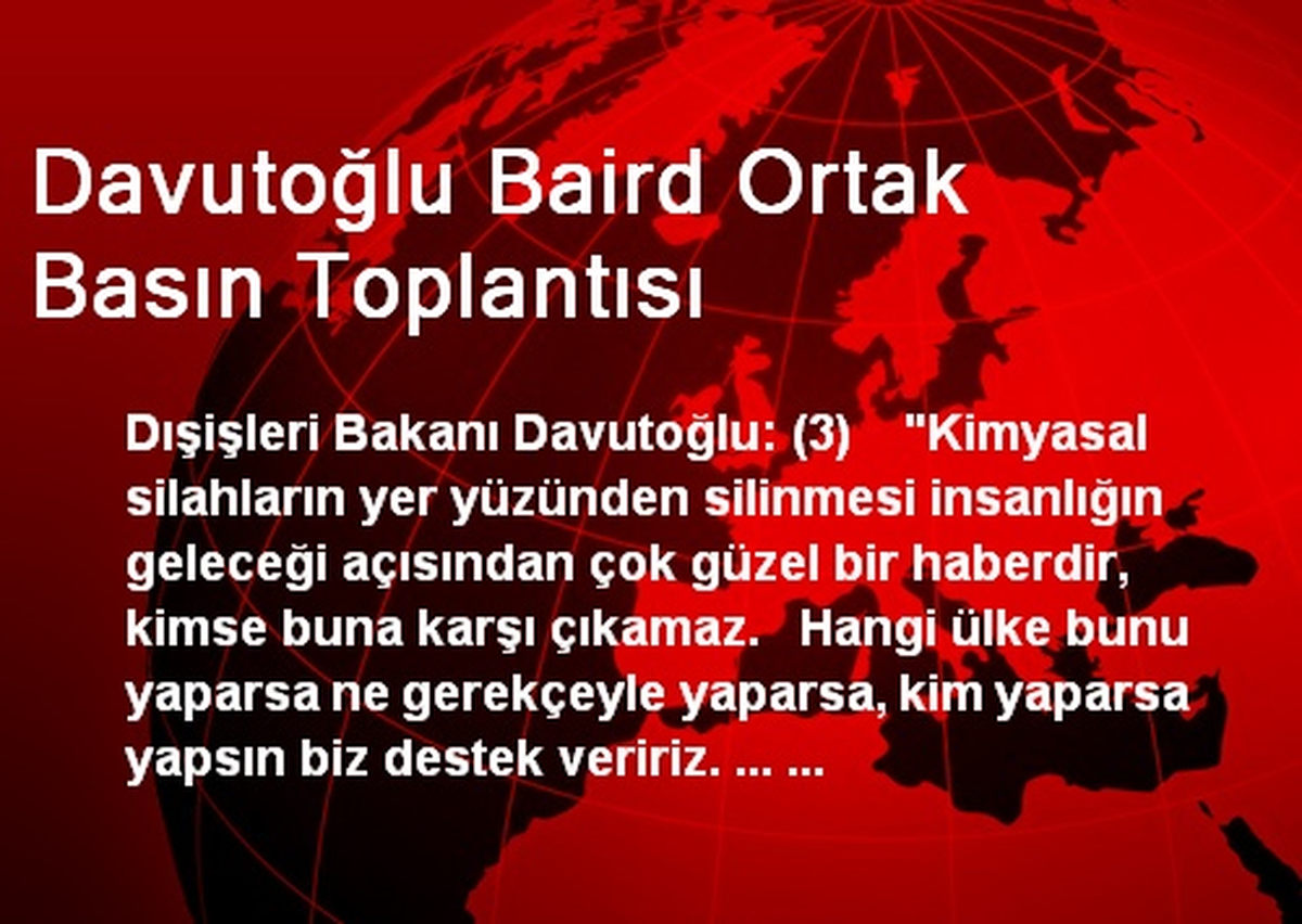 Davutoğlu Baird Ortak Basın Toplantısı