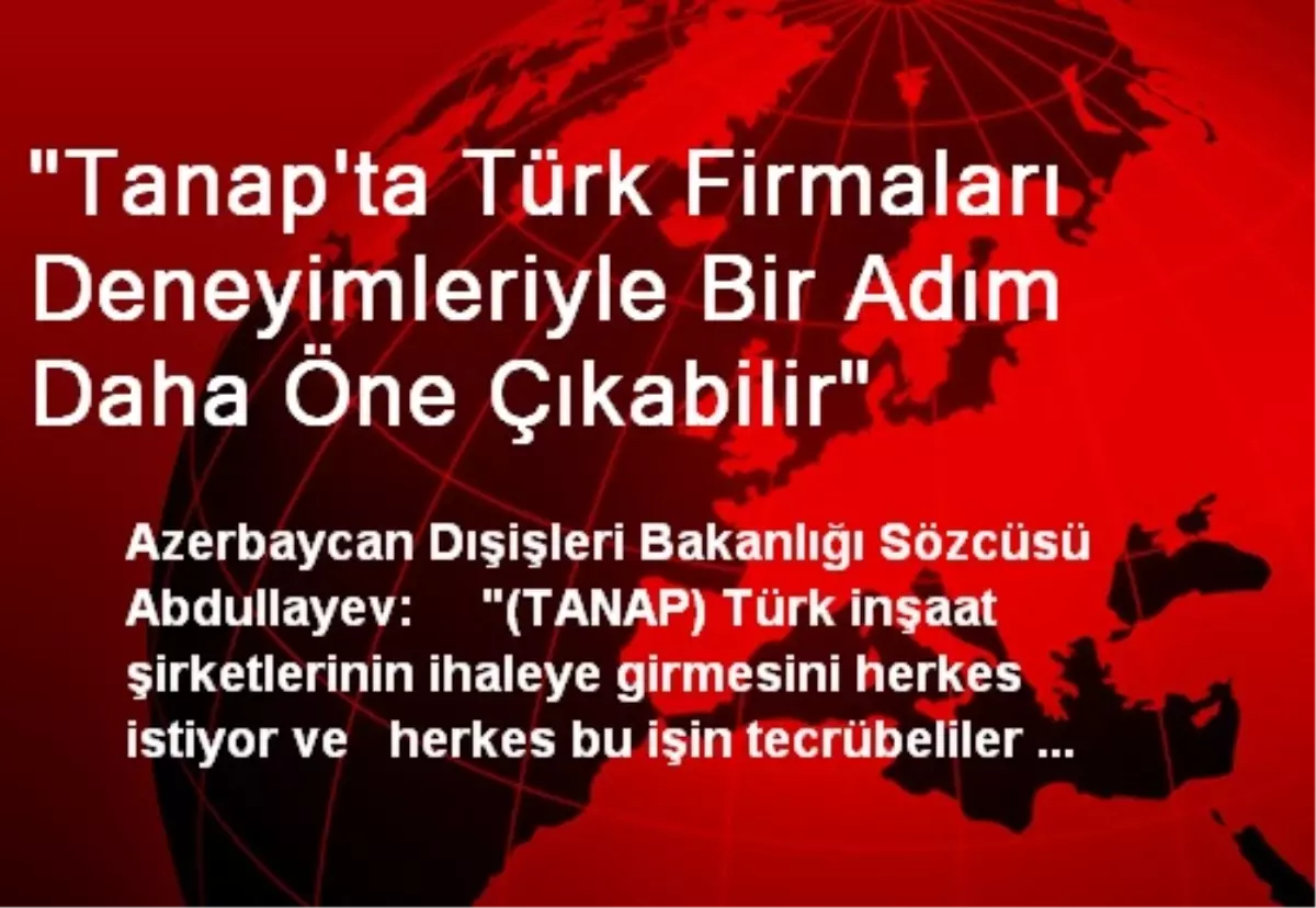 "Tanap\'ta Türk Firmaları Deneyimleriyle Bir Adım Daha Öne Çıkabilir"