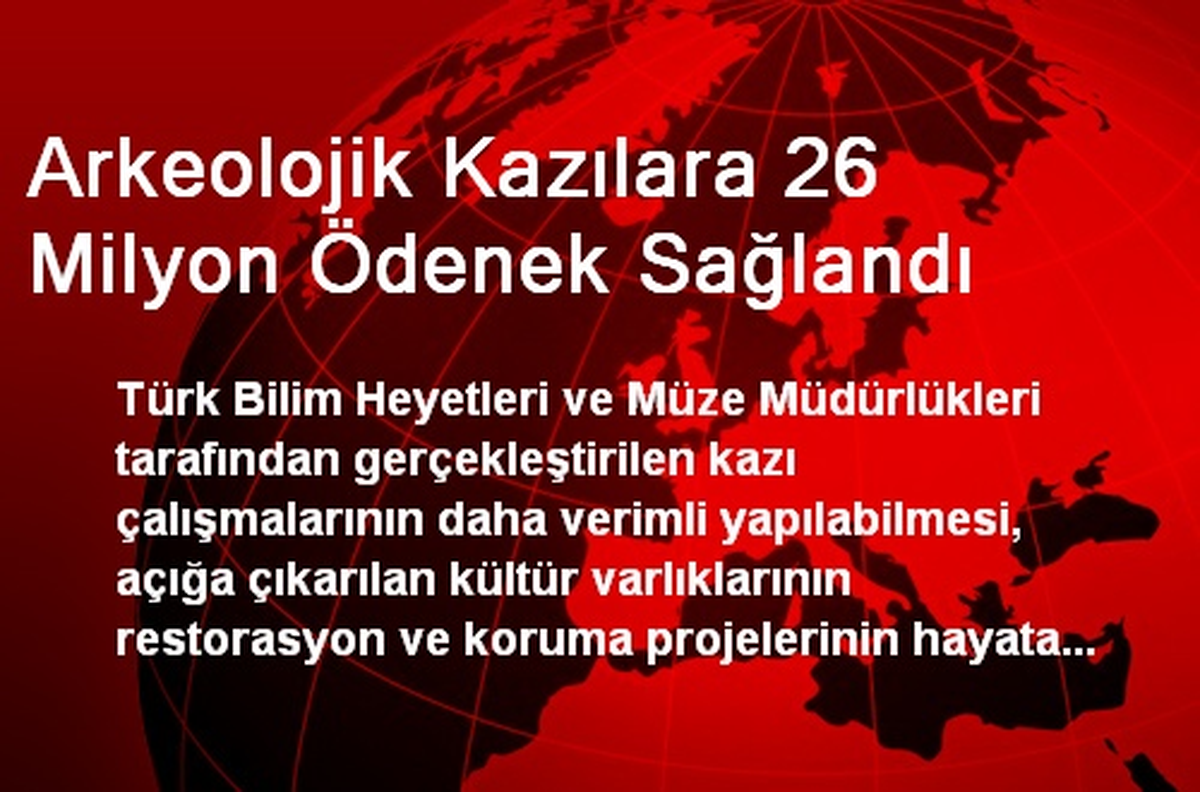 Arkeolojik Kazılara 26 Milyon Ödenek Sağlandı