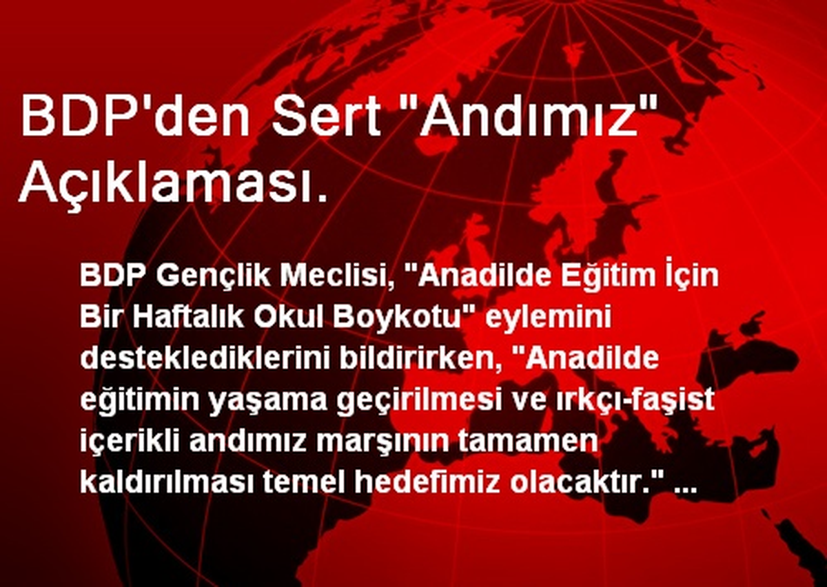 BDP\'den Sert "Andımız" Açıklaması.