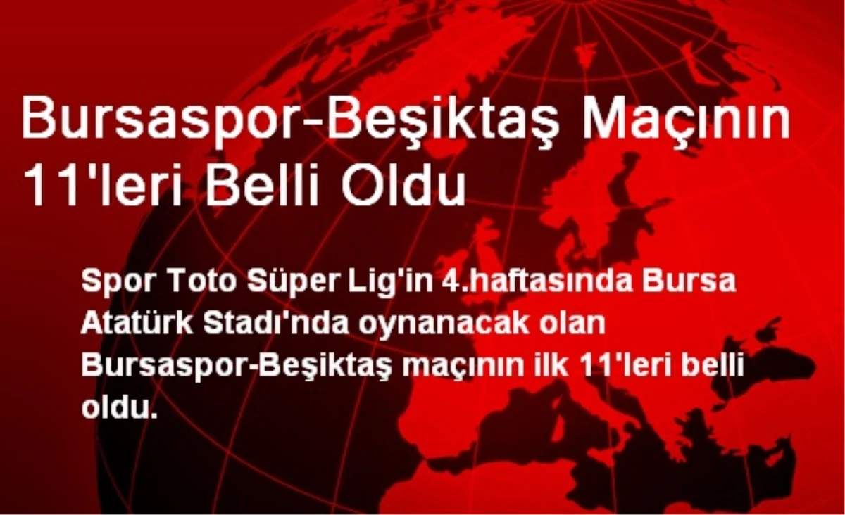 Bursaspor-Beşiktaş Maçının 11\'leri Belli Oldu