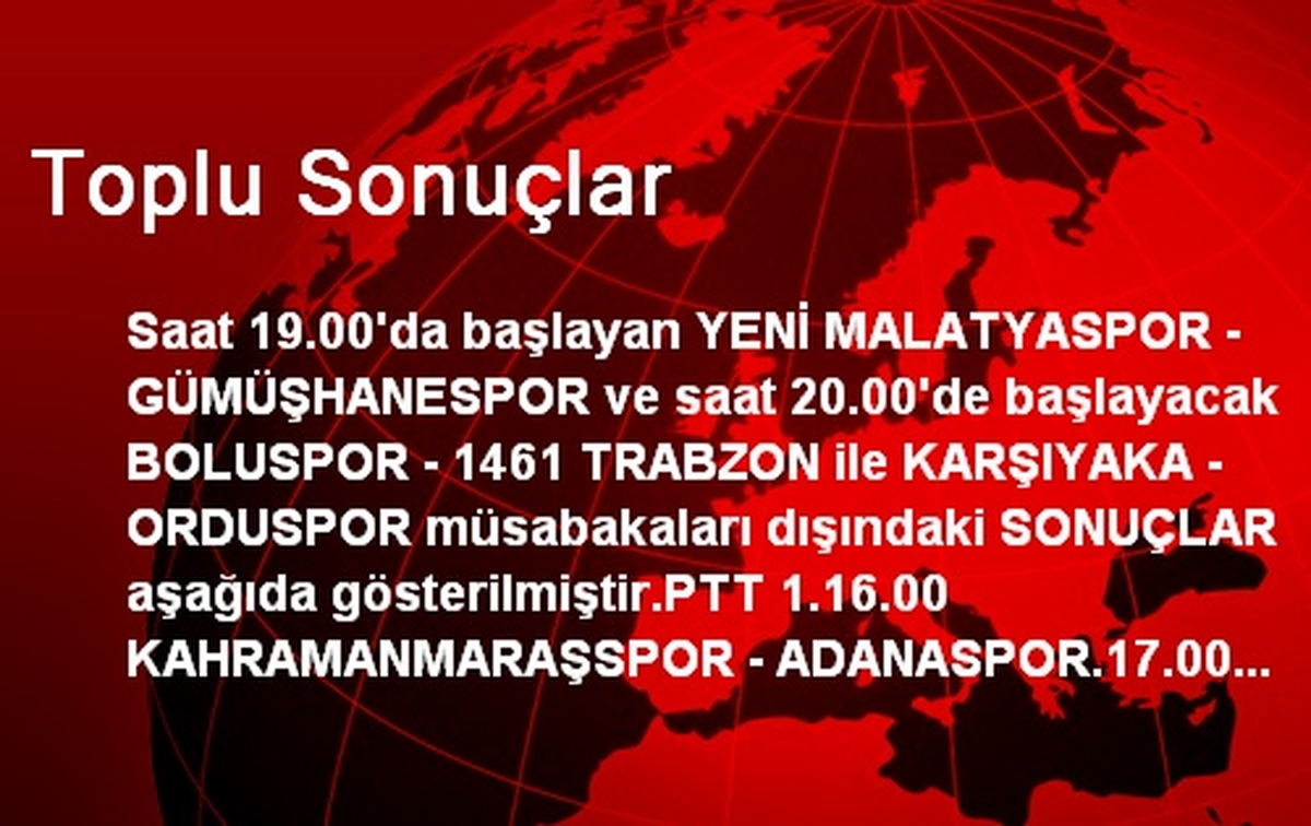 1. ve 2. Lig\'de Haftanın Maç Skorları
