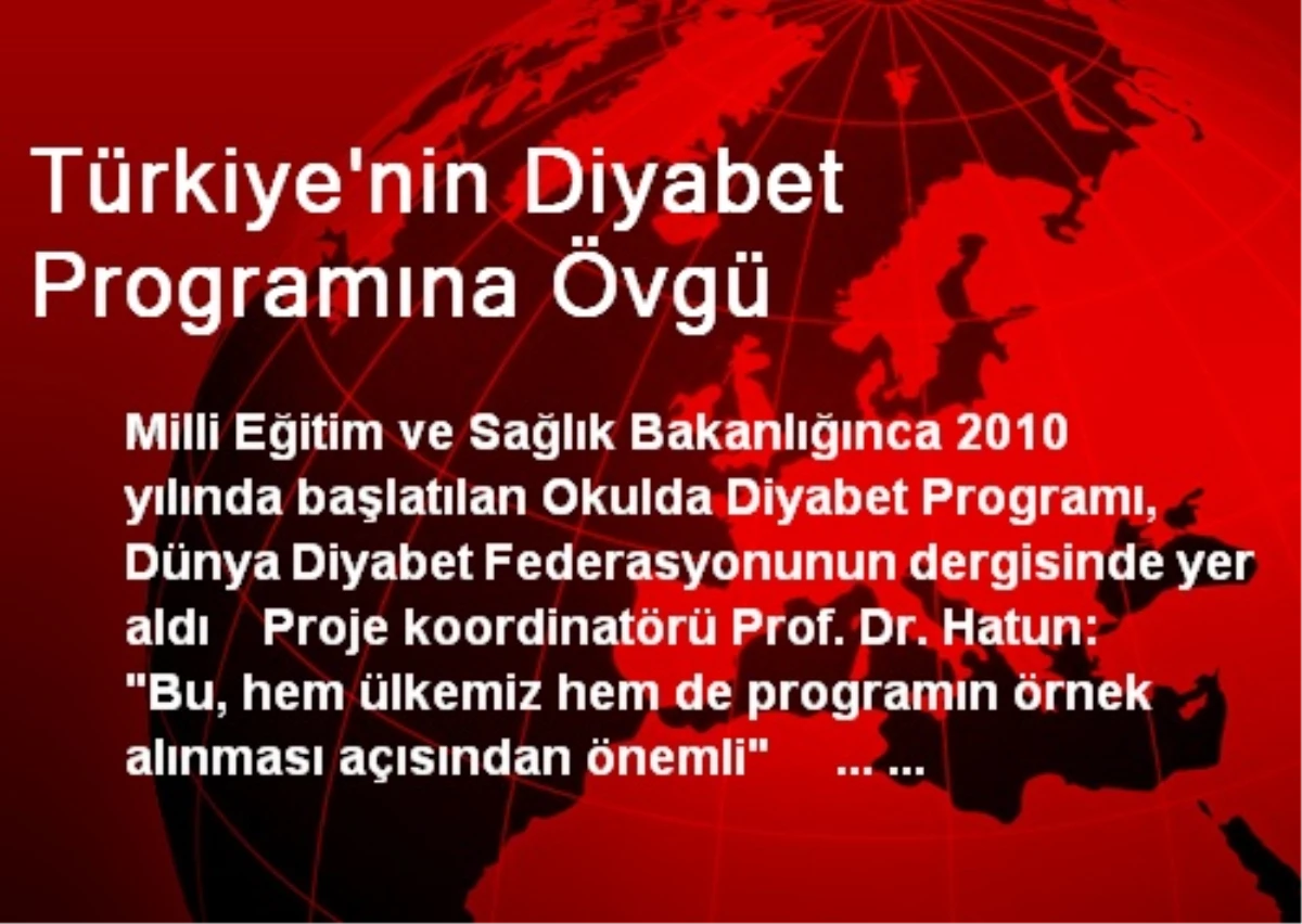 Türkiye\'nin Diyabet Programına Övgü
