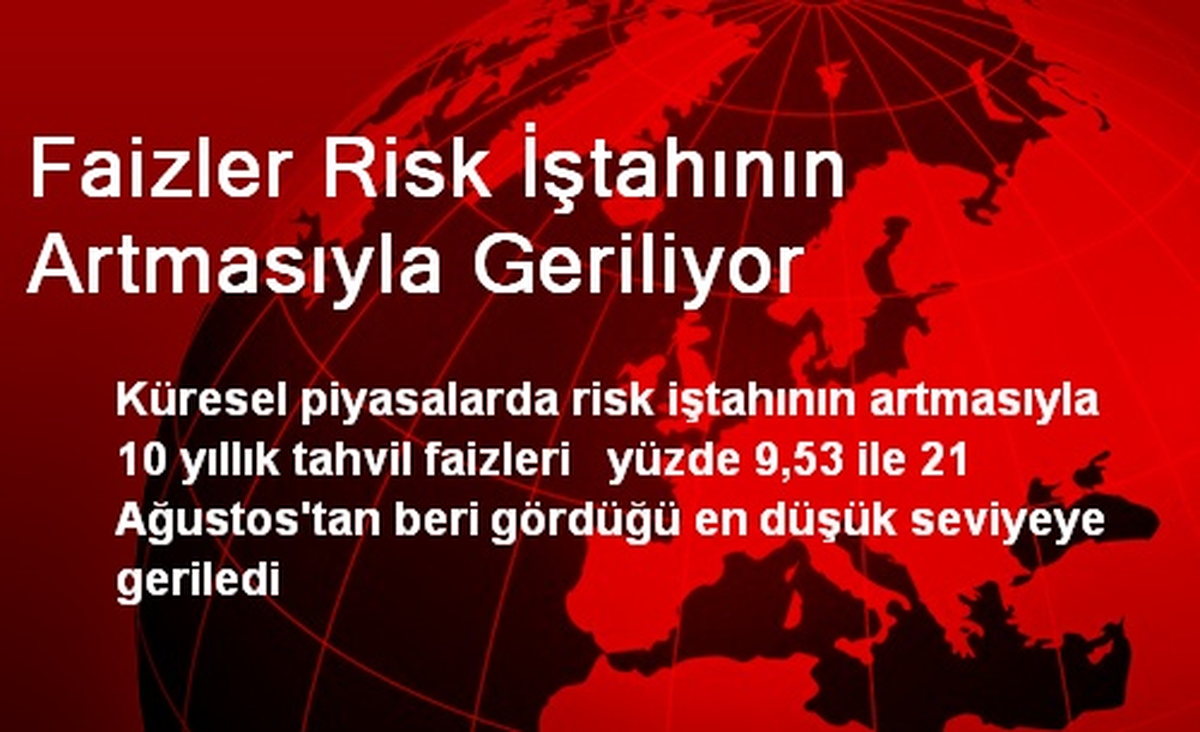 Faizler Risk İştahının Artmasıyla Geriliyor