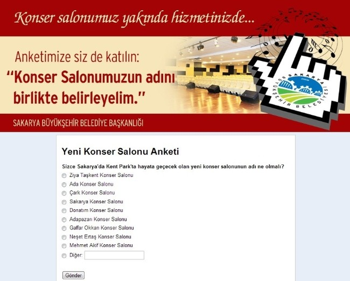 Konser Salonu İçin Anket Başladı
