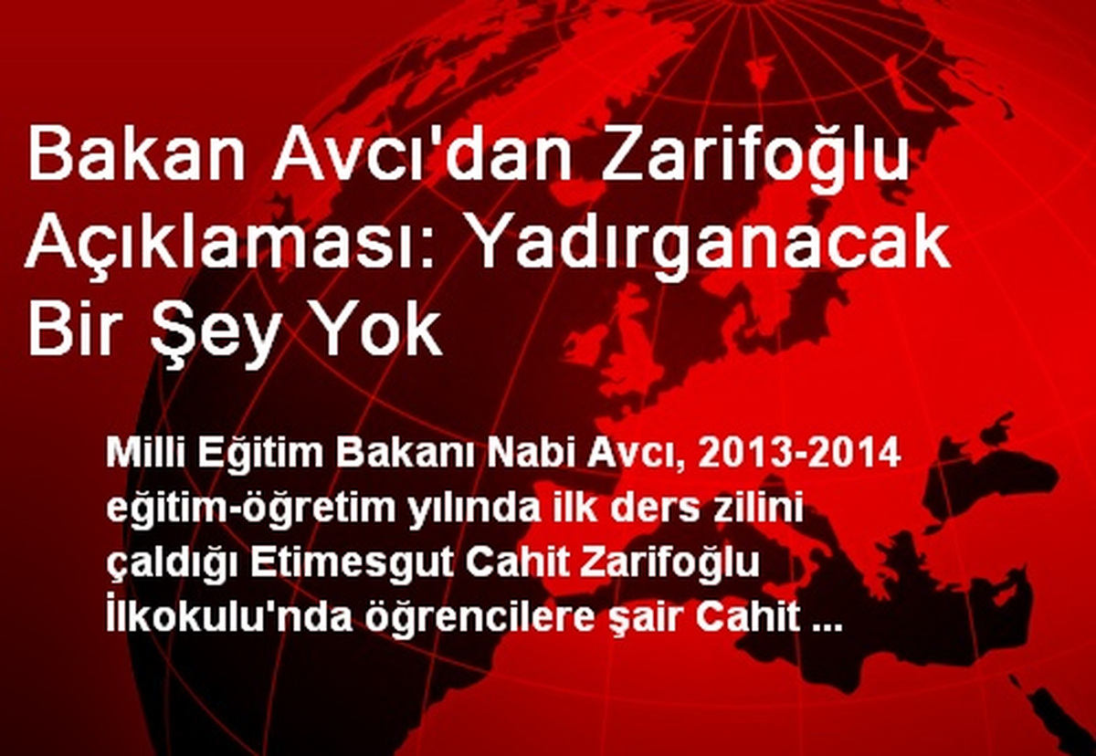 Milli Eğitim Bakanı Avcı Açıklaması
