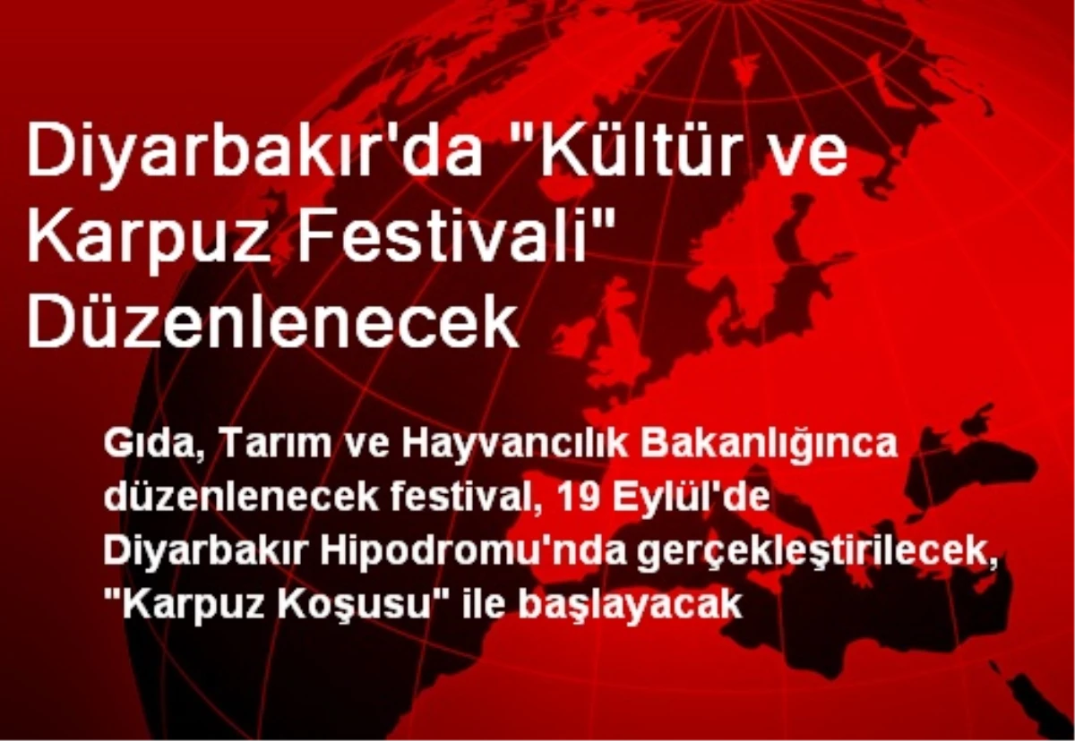Diyarbakır\'da "Kültür ve Karpuz Festivali" Düzenlenecek