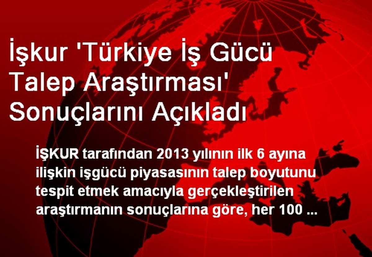 İşkur \'Türkiye İş Gücü Talep Araştırması\' Sonuçlarını Açıkladı