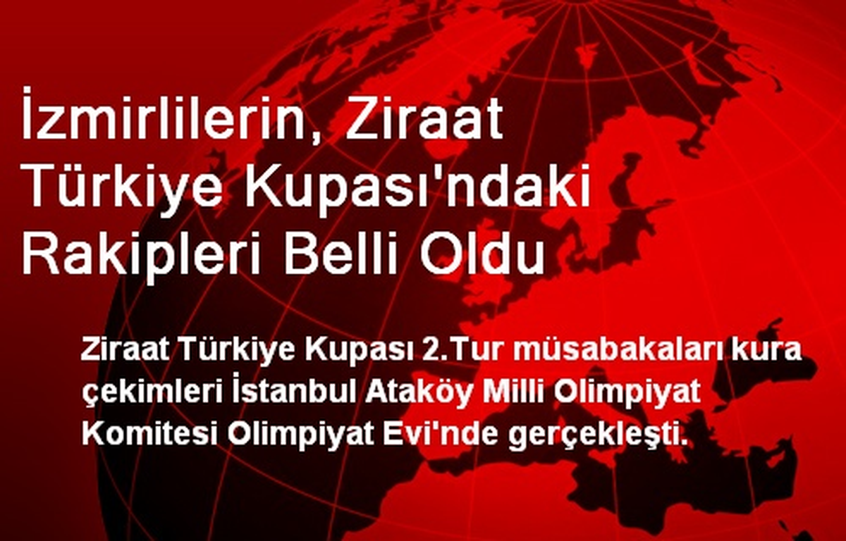 İzmirlilerin, Ziraat Türkiye Kupası\'ndaki Rakipleri Belli Oldu