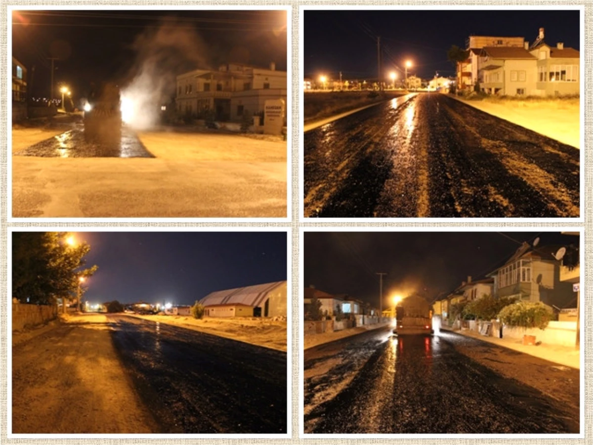 Avanos\'ta Asfalt Atma Çalışmaları Gece Gündüz Devam Ediyor