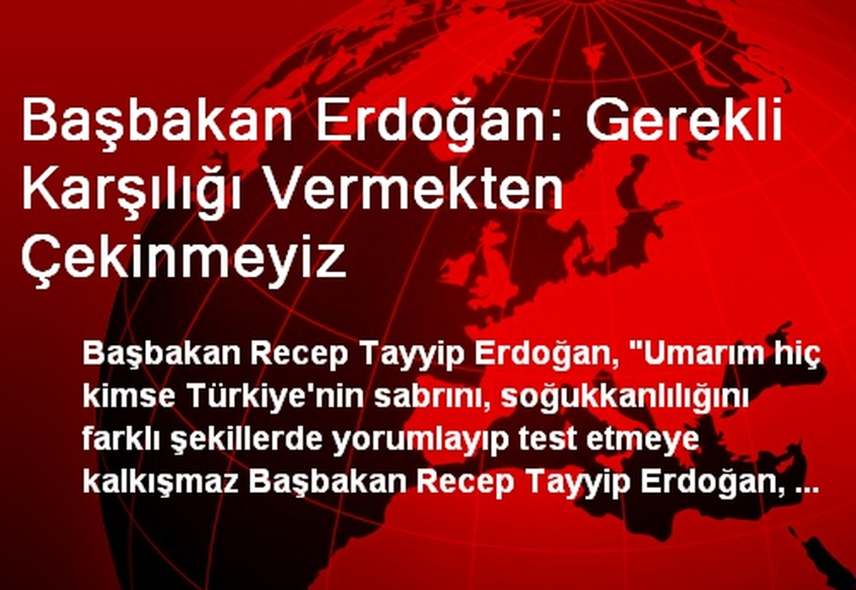 Başbakan Erdoğan: Gerekli Karşılığı Vermekten Çekinmeyiz