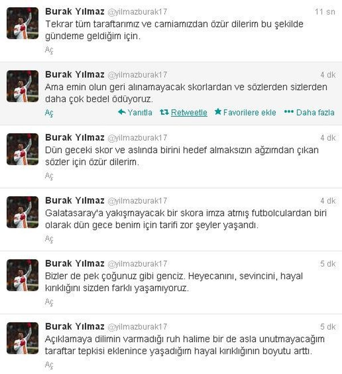 Burak Yılmaz Taraftardan Özür Diledi