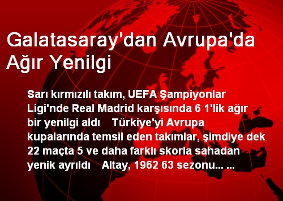 Galatasaray'dan Avrupa'da Ağır Yenilgi