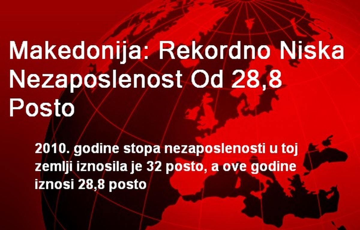 Makedonija: Rekordno Niska Nezaposlenost Od 28,8 Posto