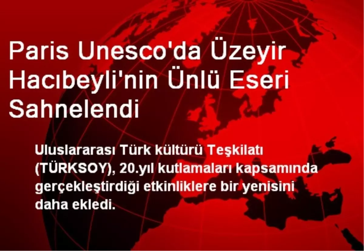 Paris Unesco'da Üzeyir Hacıbeyli'nin Ünlü Eseri Sahnelendi